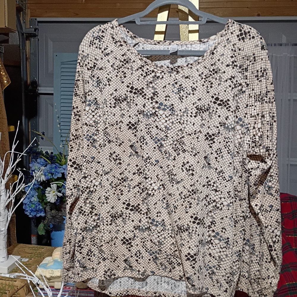 Flora Nikrooz Beige and Brown Patterned Long Sleeve Top